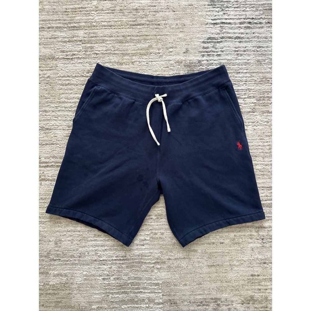 Polo Ralph Lauren Sweatshorts Men Navy Blue Size XL Red Pony Logo D-String Comfy